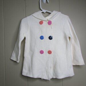 Nursery Rhyme Hooded Sweater 18M Off White Colorful Buttons